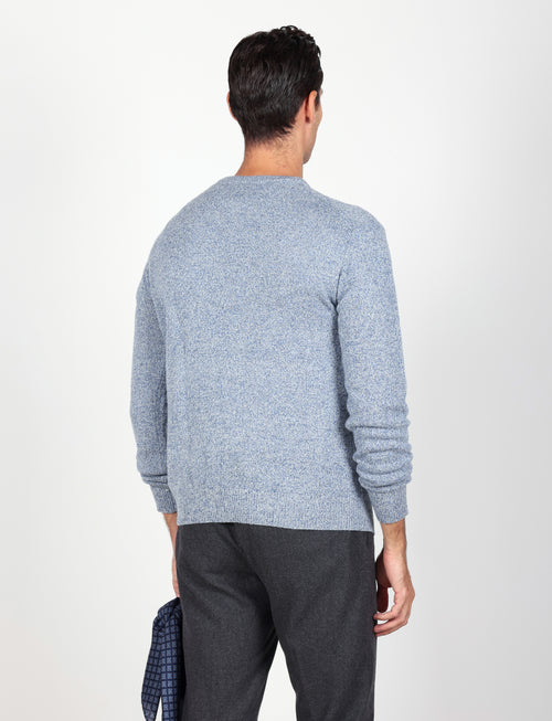 Maglia girocollo in lambswool mouliné|Colore:Celeste