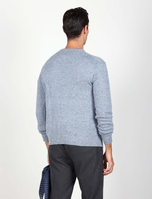 Maglia girocollo in lambswool mouliné Luigi Fusaro