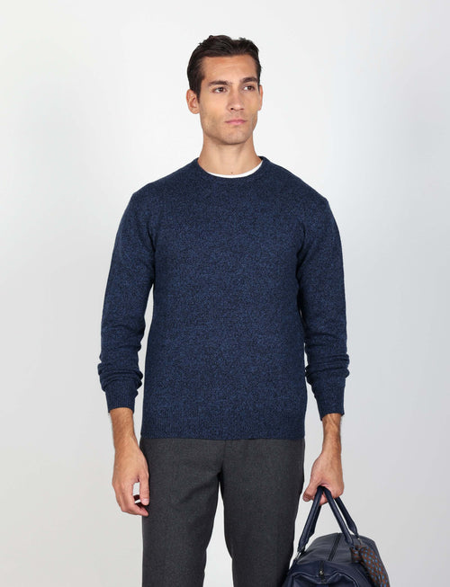 Maglia girocollo in lambswool mouliné Luigi Fusaro