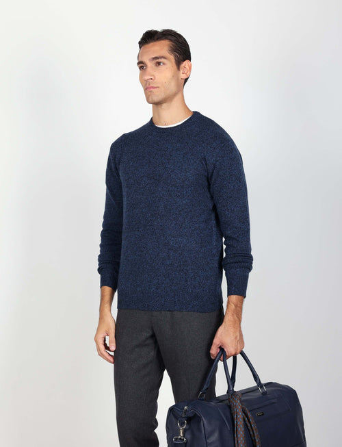 Maglia girocollo in lambswool mouliné Luigi Fusaro
