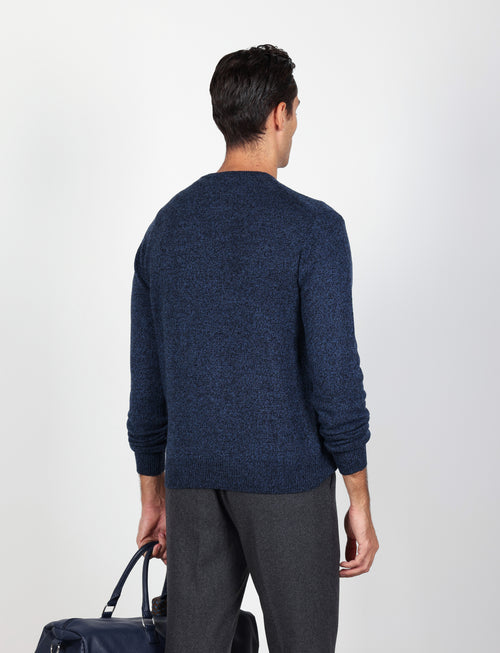 Maglia girocollo in lambswool mouliné|Colore:Blu
