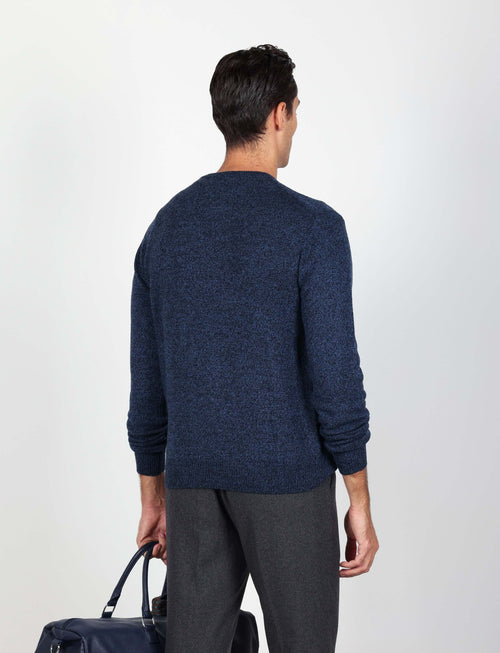 Maglia girocollo in lambswool mouliné Luigi Fusaro