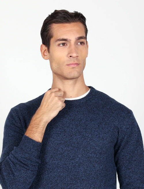 Maglia girocollo in lambswool mouliné Luigi Fusaro