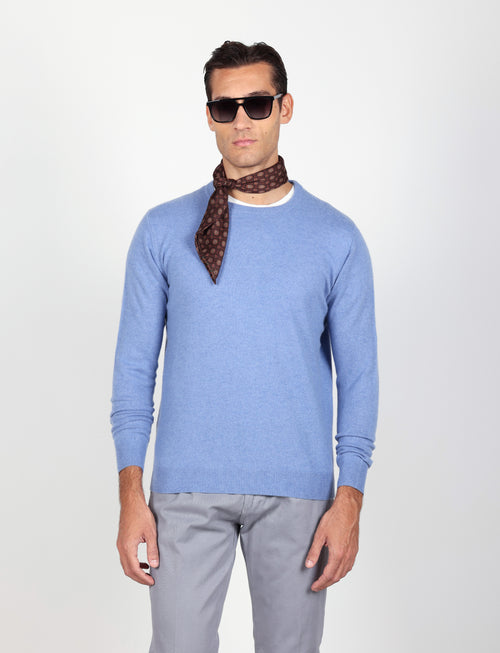 Maglia girocollo 100% cashmere |Colore:Azzurro