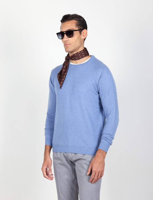 Maglia girocollo 100% cashmere |Colore:Azzurro