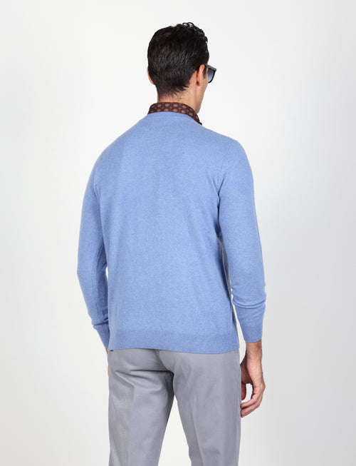 Maglia girocollo 100% cashmere |Colore:Azzurro