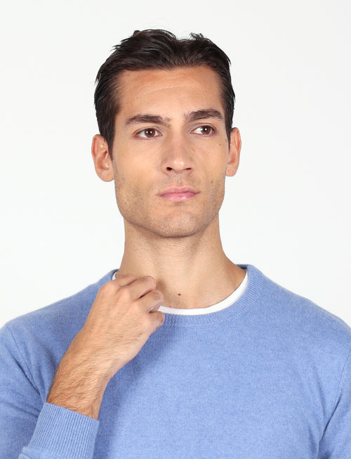 Maglia girocollo 100% cashmere |Colore:Azzurro