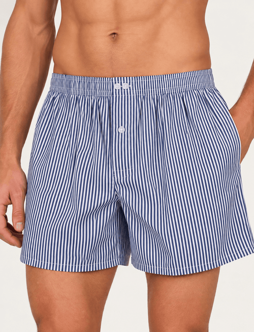 Boxer a riga media in cotone |Colore:Blu