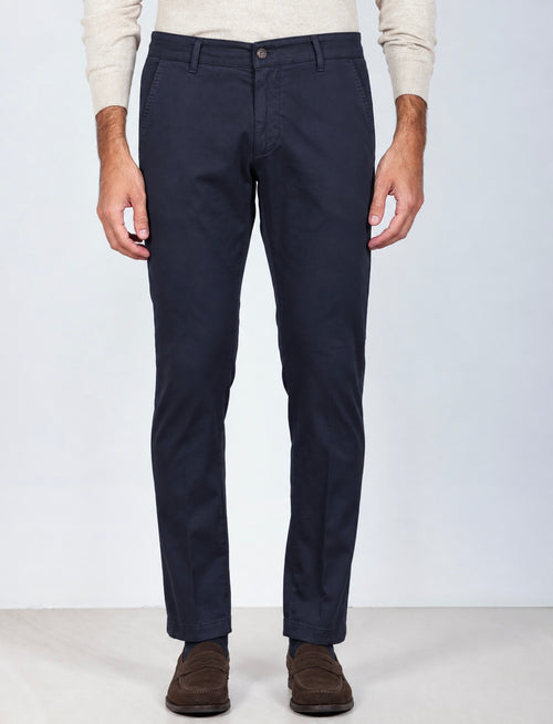 Pantaloni chino in cotone gabardine |Colore:Blu