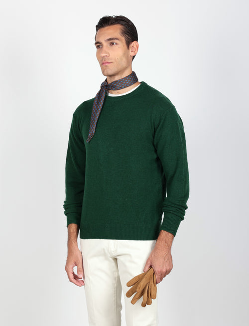 Maglia girocollo in lana lambswool |Colore:Verde inglese