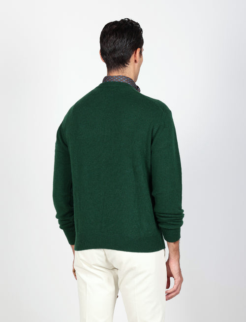 Maglia girocollo in lana lambswool |Colore:Verde inglese
