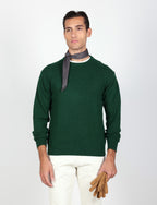 Maglia girocollo in lana lambswool |Colore:Verde inglese