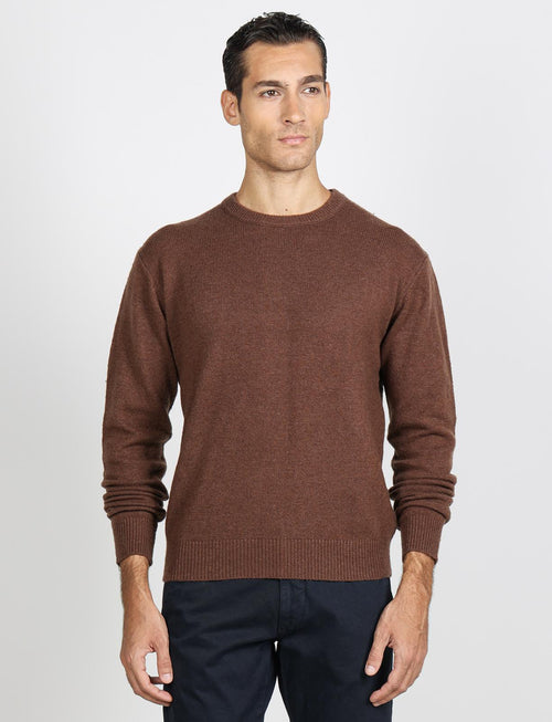 Maglia girocollo in lana lambswool |Colore:Moro