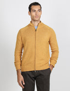Cardigan con zip in lana lambswool |Colore:Ocra