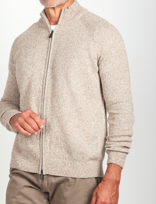 Cardigan con zip in lana lambswool |Colore:Beige