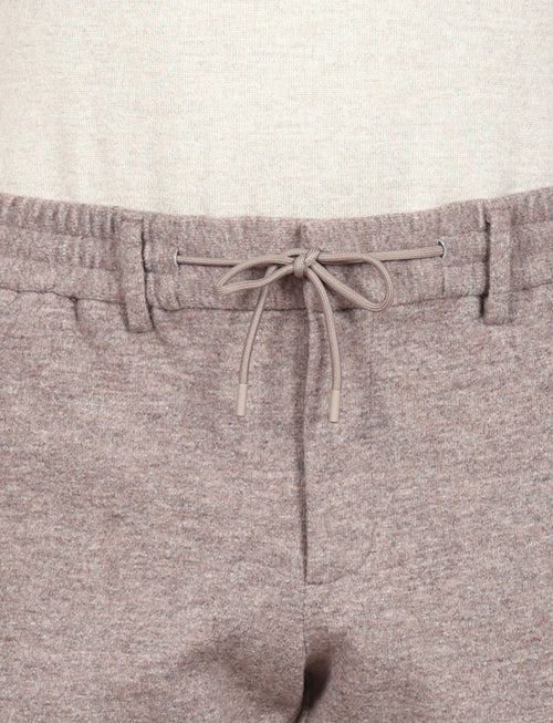 Pantaloni in lana con coulisse e risvolto |Colore:Beige