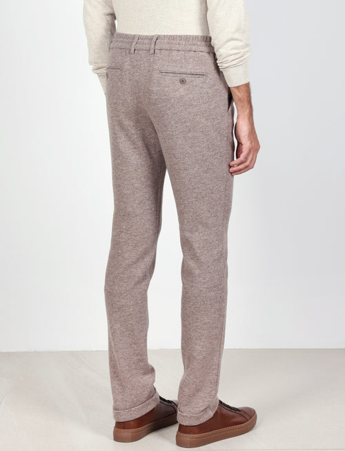 Pantaloni in lana con coulisse e risvolto |Colore:Beige