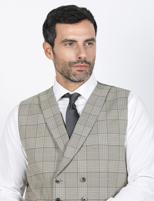 Gilet doppiopetto fantasia check |Colore:Salvia