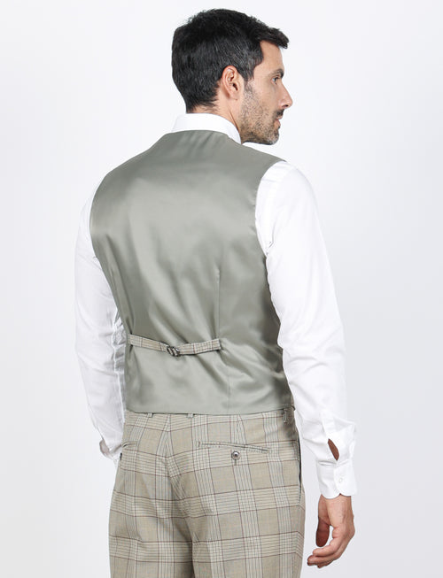 Gilet doppiopetto fantasia check |Colore:Salvia