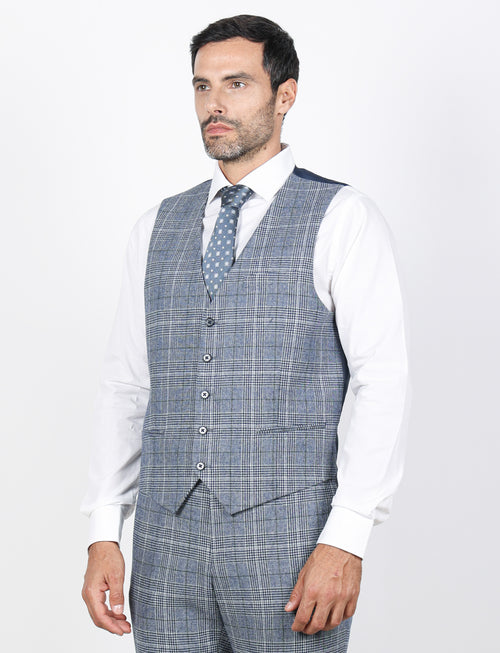 Gilet principe di galles bicolore |Colore:Avio