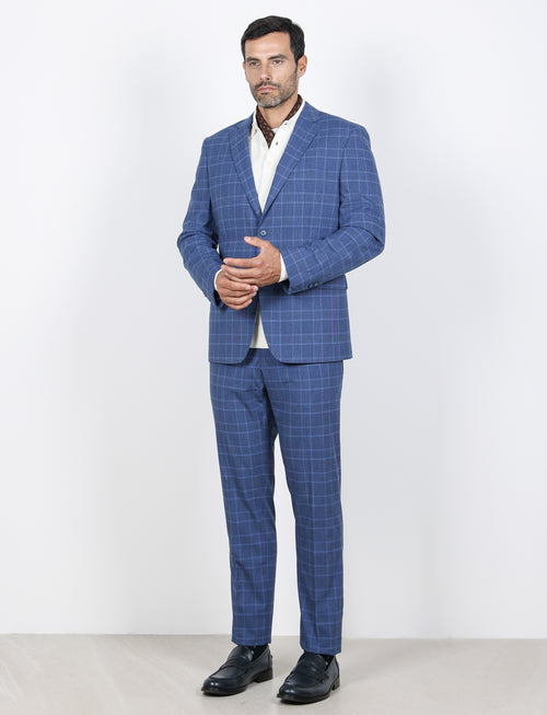 Abito principe di galles slim fit |Colore:Avio
