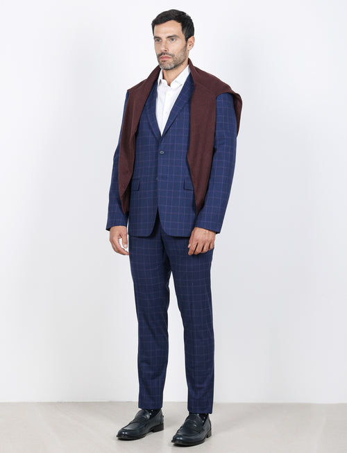 Abito principe di galles slim fit |Colore:Blu