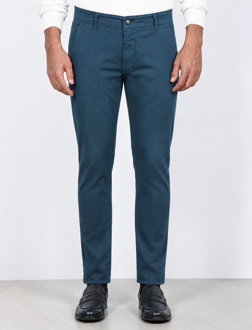 Pantaloni chino in cotone gabardine |Colore:Petrolio