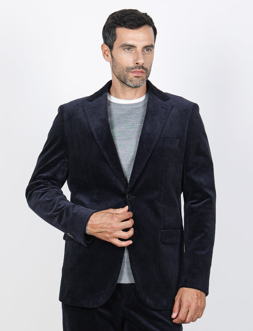Giacca in velluto a coste di cotone|Colore:Blu