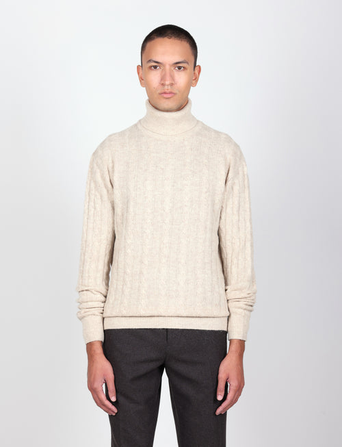 Dolcevita in lambswool a trecce|Colore:Beige