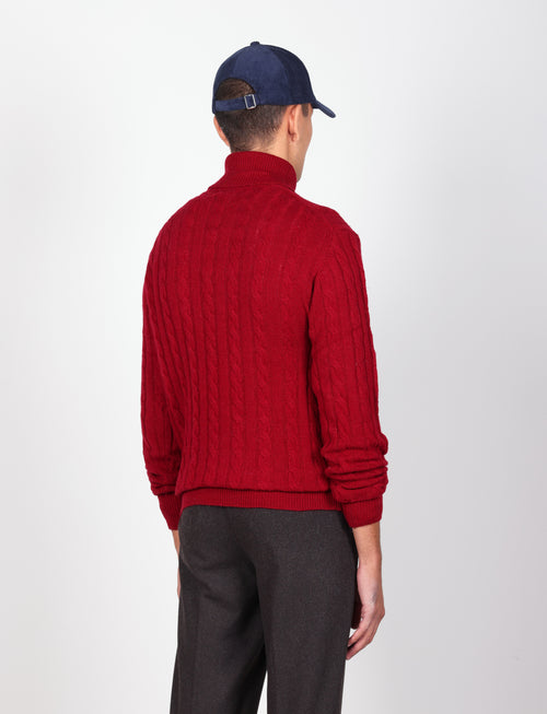 Dolcevita in lambswool a trecce|Colore:Bordo