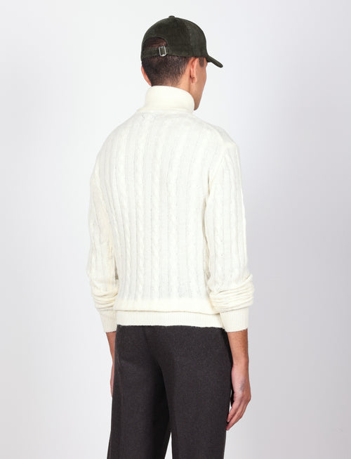 Dolcevita in lambswool a trecce|Colore:Panna