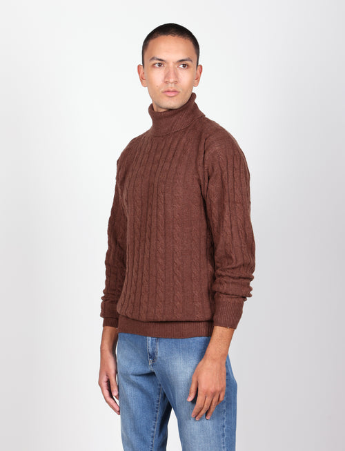 Dolcevita in lambswool a trecce|Colore:Moro