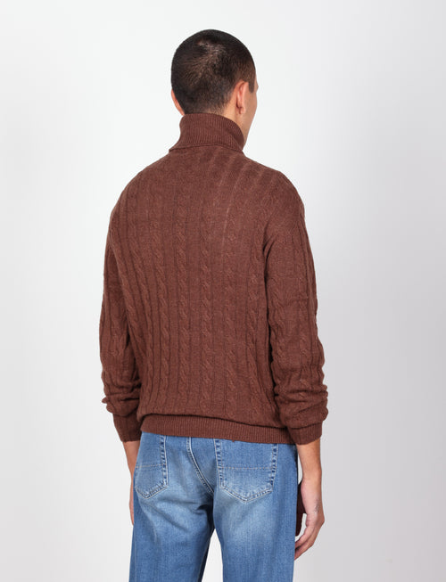 Dolcevita in lambswool a trecce|Colore:Moro