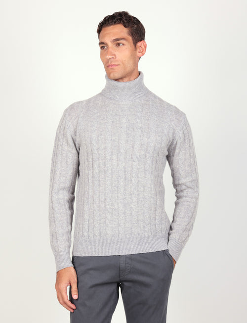 Dolcevita in lambswool a trecce|Colore:Grigio