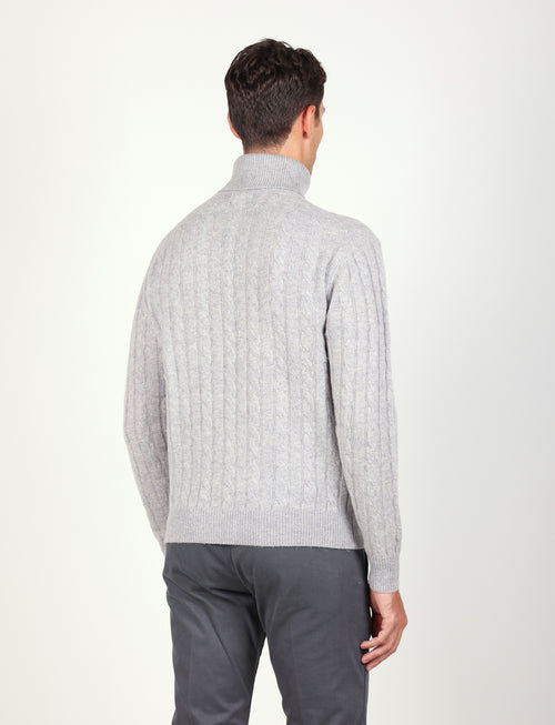 Dolcevita in lambswool a trecce|Colore:Grigio