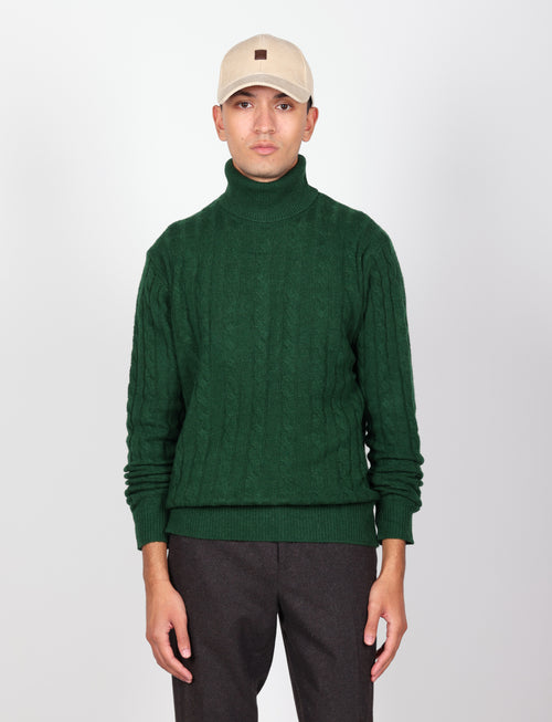 Dolcevita in lambswool a trecce|Colore:Verde inglese