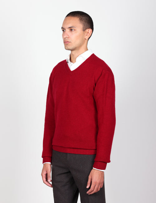 Maglia scollo a v in lambswool |Colore:Bordo