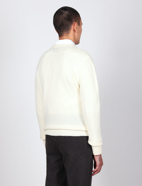 Maglia scollo a v in lambswool |Colore:Panna
