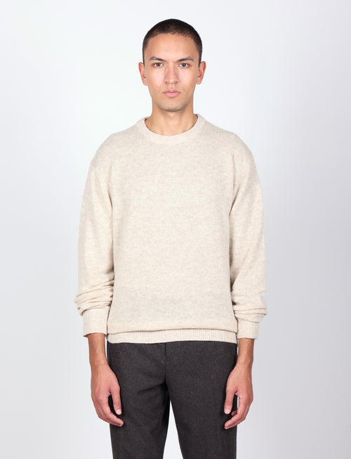 Maglia girocollo in lana lambswool |Colore:Beige