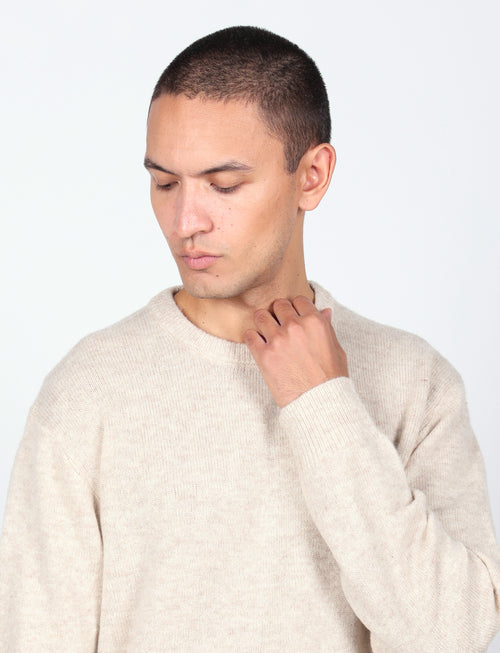 Maglia girocollo in lana lambswool |Colore:Beige
