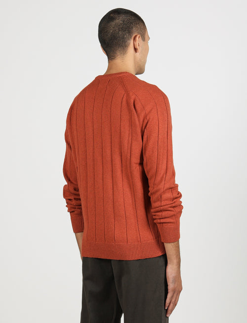 Maglia girocollo a coste in cotone e lana |Colore:Arancio