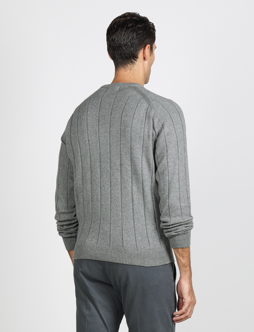 Maglia girocollo a coste in cotone e lana |Colore:Grigio medio