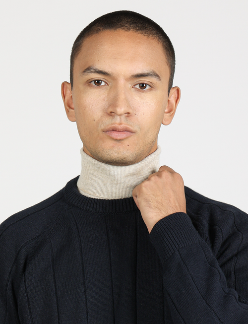 Maglia girocollo a coste in cotone e lana |Colore:Dark blu
