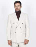 Giacca doppiopetto in misto lana |Colore:Panna