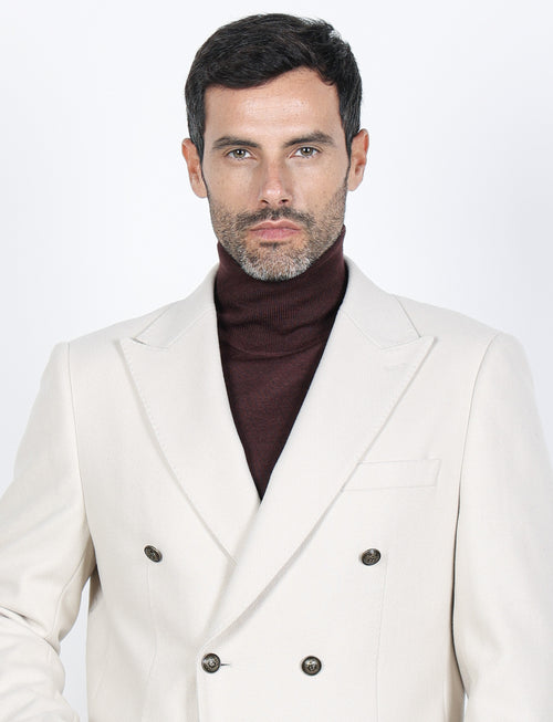 Giacca doppiopetto in misto lana |Colore:Panna