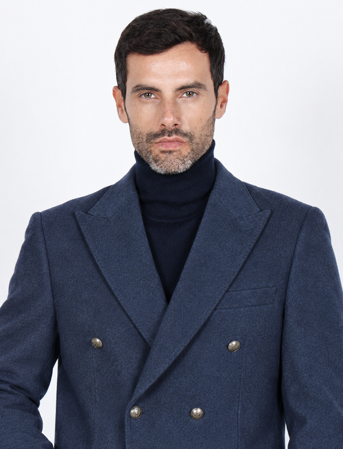 Giacca doppiopetto in misto lana |Colore:Blu