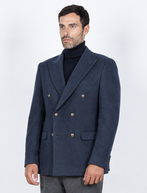 Giacca doppiopetto in misto lana |Colore:Blu