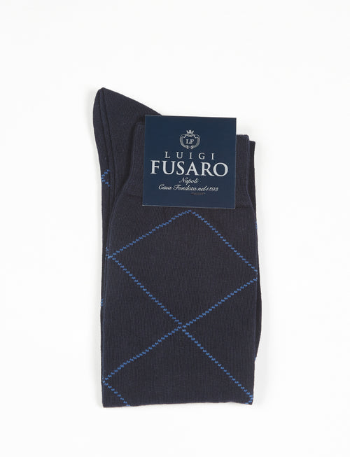 Calzino lungo fantasia rombi |Colore:Avio