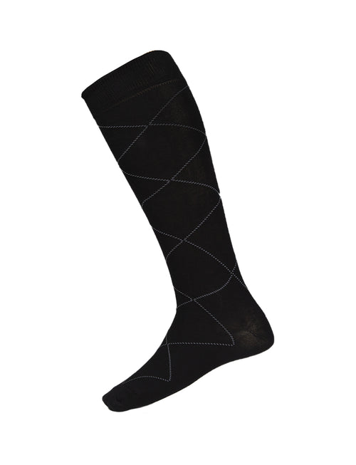 Calzino lungo fantasia rombi |Colore:Nero