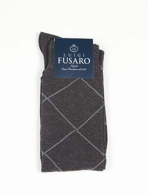 Calzino lungo fantasia rombi |Colore:Grigio